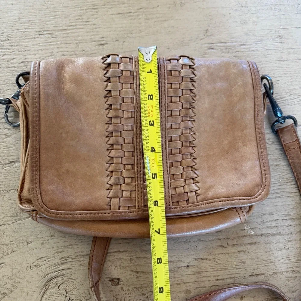 Trades of‎ Hope Cognac Brown Woven Leather Crossbody Messenger Bag Boho